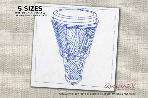 Ashiko Drum Redwork