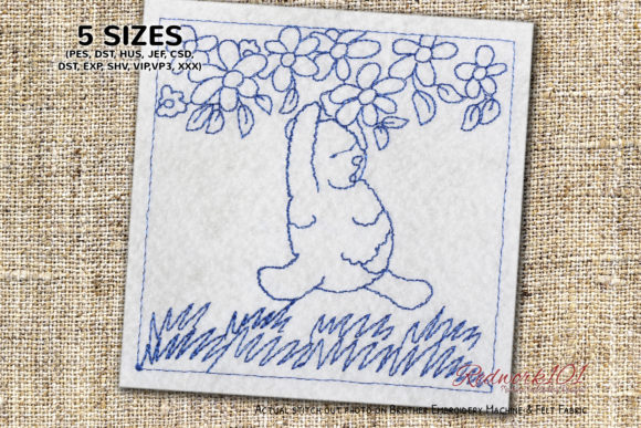 Baby Bear Hanging to Tree Redwork