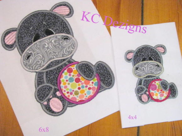 Beach Hippo with Beach Ball Applique
