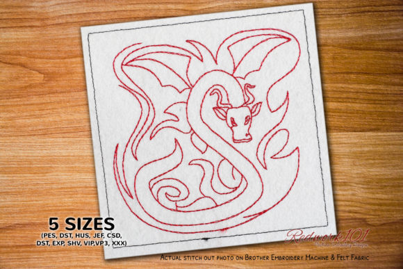 Dragon Creature Redwork