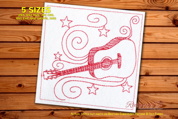 Dreadnought Acoustic Guitar Redwork