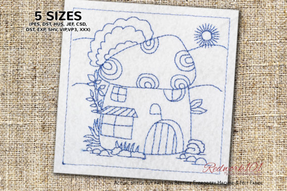 Small Mushroom House Lineart Design